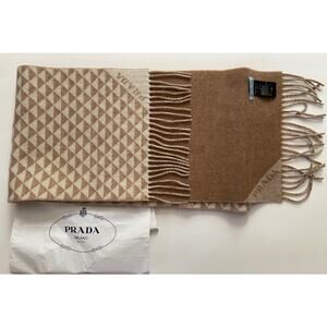 Prada NEW without tags Symbole Double Wool and Cashmere scarf